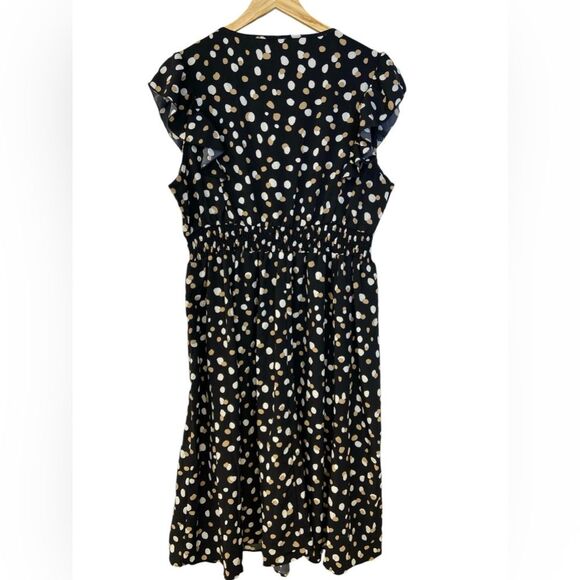 BloomChic Fit and Flare Black, Gold, and Ivory Polka Dot Dress. Size 14/16 - Picture 2 of 8